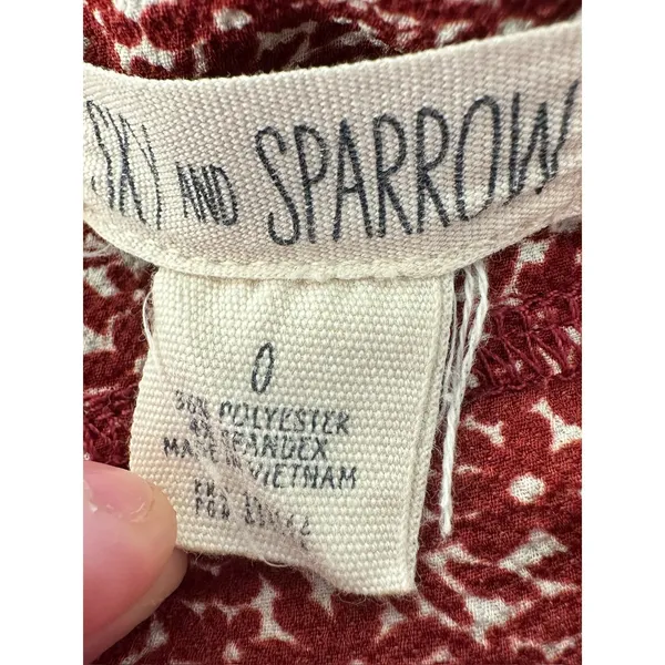 Sky and Sparrow Midi Red White Patterned Button Up Skirt Women's Sz 0 - Image 10