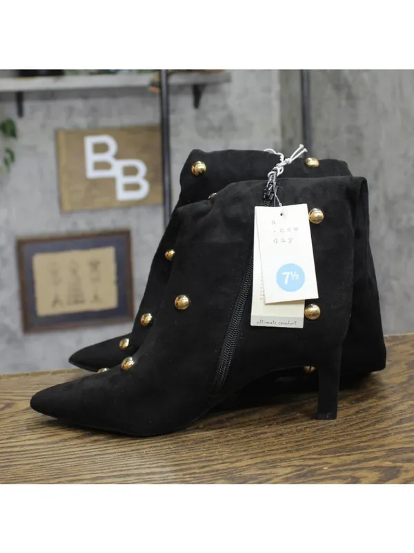 A New Day Womens Justice Boots Faux Suede Studded 94568942 Jet Black 7.5M - Image 7