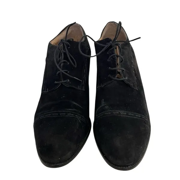 JONAK Black Suede Shoes Oxfords Lace Up Stacked Heel Womens Size FR 40 US 8 - Image 2