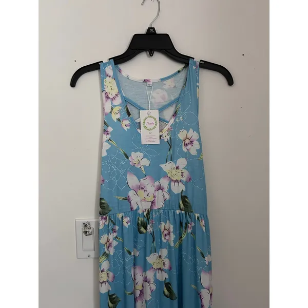 New Women’s Maxi Dress Super Soft Blue floral size Large/XL - Image 2