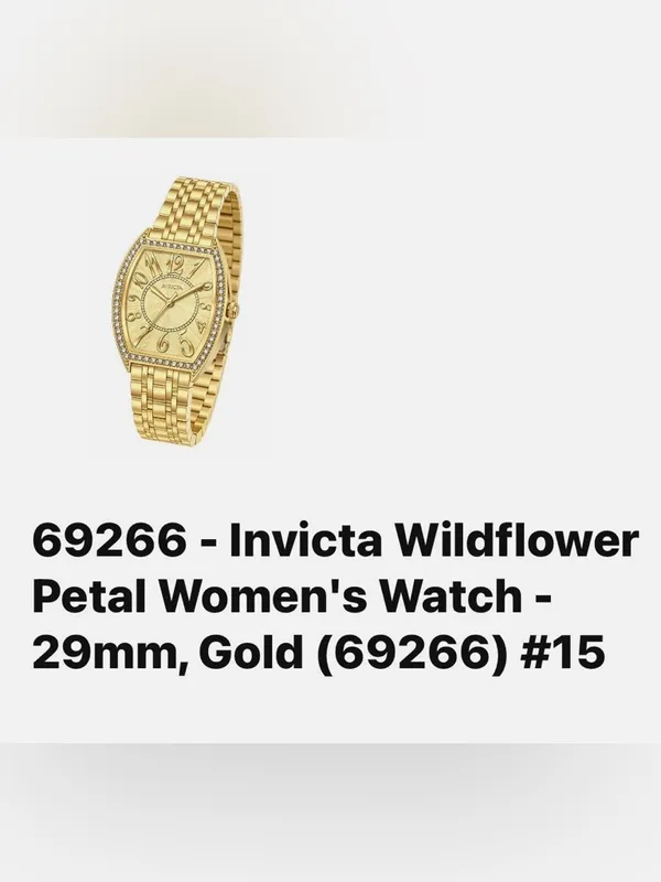 Invicta 69266 Wildflower Petal Gold-Tone Crystal Tonneau Bracelet Watch NIB - Image 14