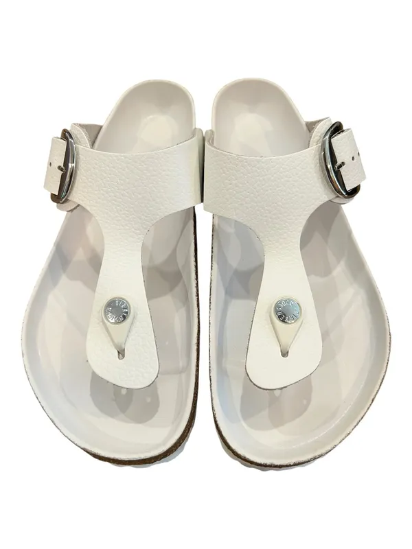 Birkenstock Gizeh Big Buckle White Leather Sandals Women’s 8 EU 39 Regular NIB - Image 8
