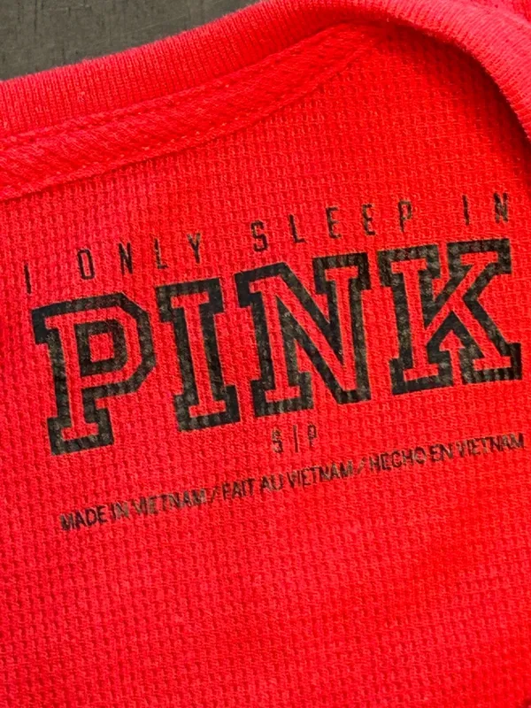 VS PINK Naughty Not Nice One Piece Onesie Pajamas Thermal Butt Flap Red Small - Image 11