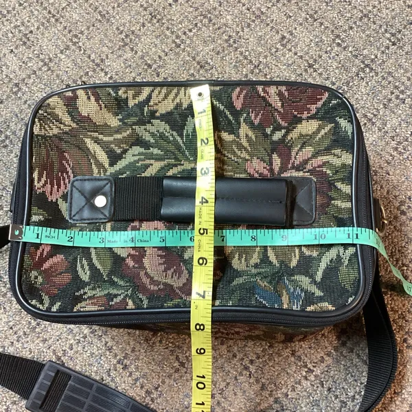 Vintage Compass Black Green Burgundy Floral Tapestry Shoulder Travel Luggage Bag - Image 8