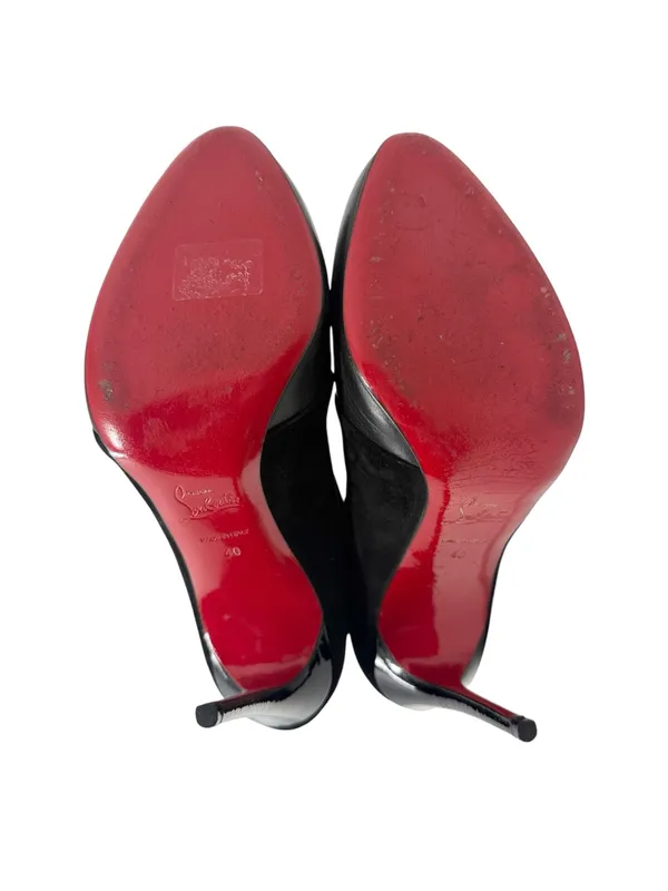 Christian Louboutin Gaetanina Black Leather Suede Almond Toe Ankle Boots Size 40 - Image 8