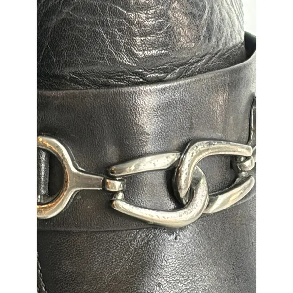 Vintage Baťa Marie Claire Black Leather Bit Ankle Booties Women's 39‎ - Image 13