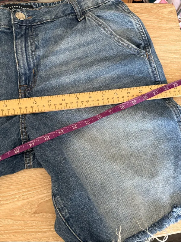 Aeropostale Men’s Large Baggy Denim Jorts Medium Wash 90s Relaxed Cargo - Image 5