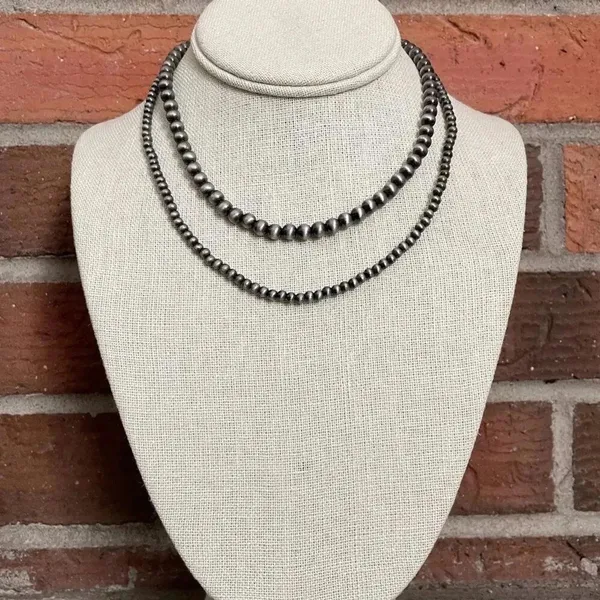 Navajo Style Pearl Double Layer Necklace - Image 2