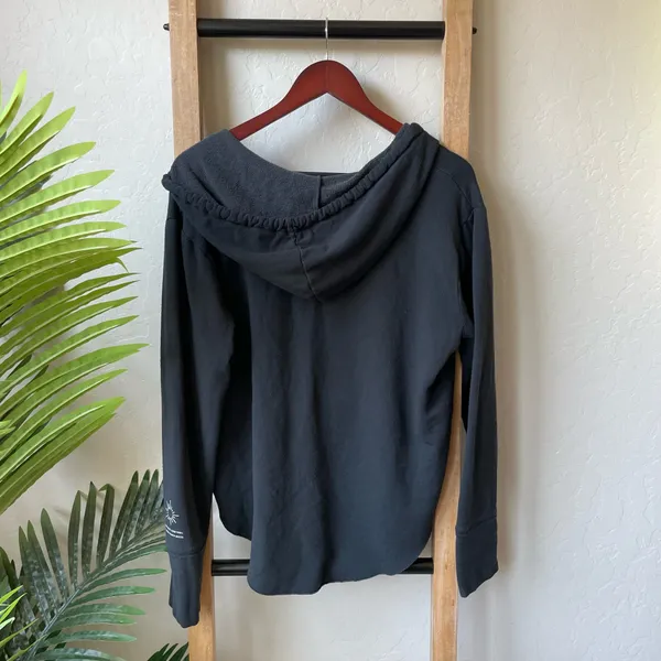 Aerie Offline Black Hooded Pullover with Drawstrings and Thumbholes - Image 5
