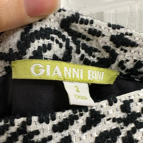 Gianni Bini Skirt French Damask Thick Jacquard Pockets XS 2 Woven A-line B&W! - Image 5