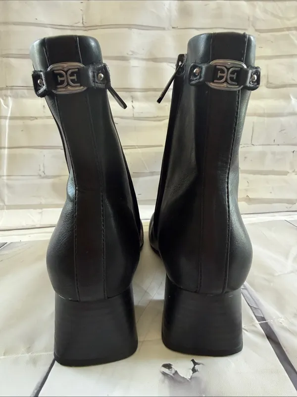 Sam Edelman Paige Black Leather Square-Toe Ankle Boots - Image 8