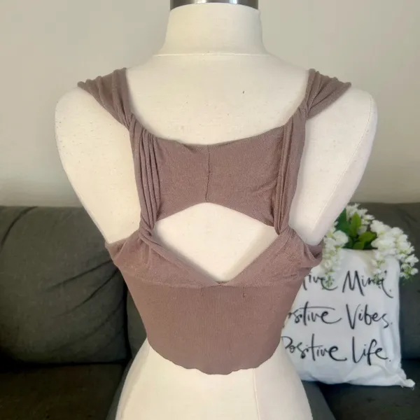 Taupe F21 Ribbed Bustier Crop Top - Image 4