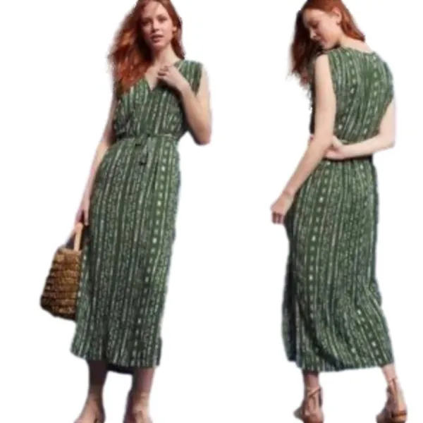 Anthropologie porridge 100% rayon green / white maxi dress size xsmall. - Image 2