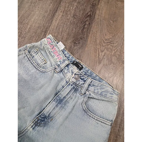 Playboy Bunny Jeans by Pacsun Light Wash Grunge Straight Leg Size 25 - Image 3