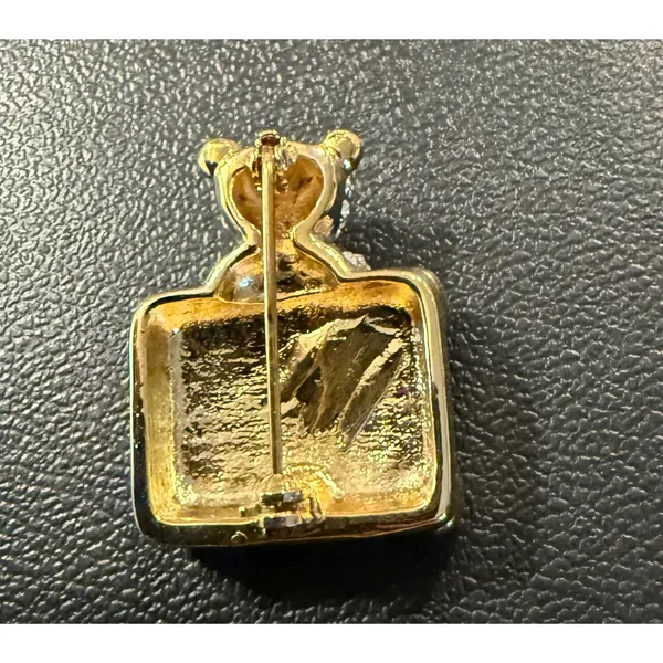 Womens‎ Brooch Gold Tone Teddy Bear in Suitcase Rhinestone Enamel Pin NEW - Image 2