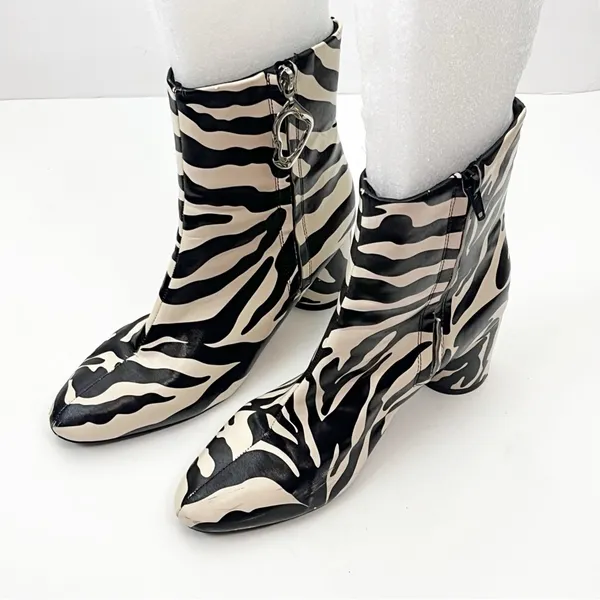ASOS Designs Faux Leather Zebra Print Side Zip Chunky Heel Chelsea Boots Size 6 - Image 13