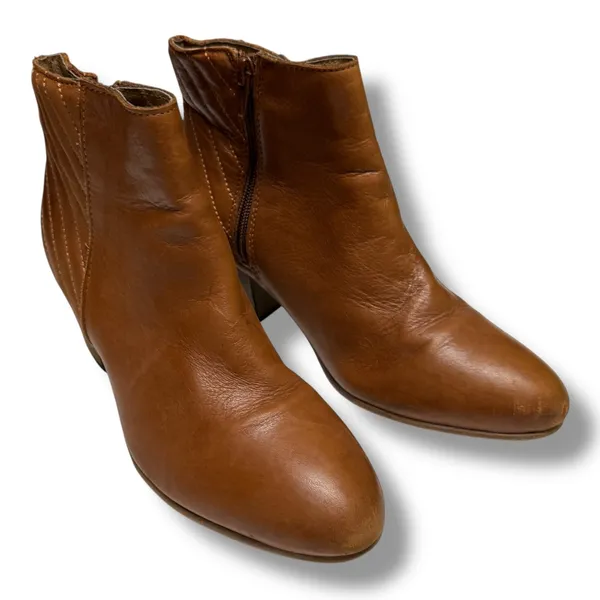 Aldo Womens Brown Leather Block‎ Heel Ankle Booties 7 37.5 Viradien Chelsea - Image 4