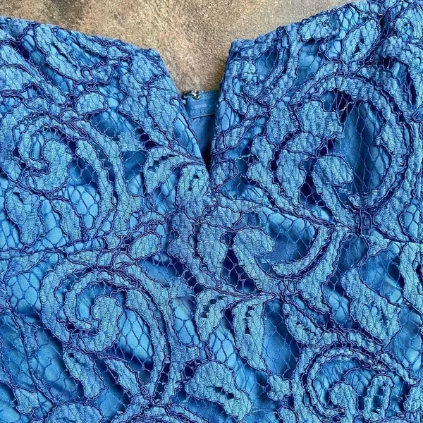 J. Crew Blue Lace Strapless Sweetheart Mini Dress 6 - Image 4