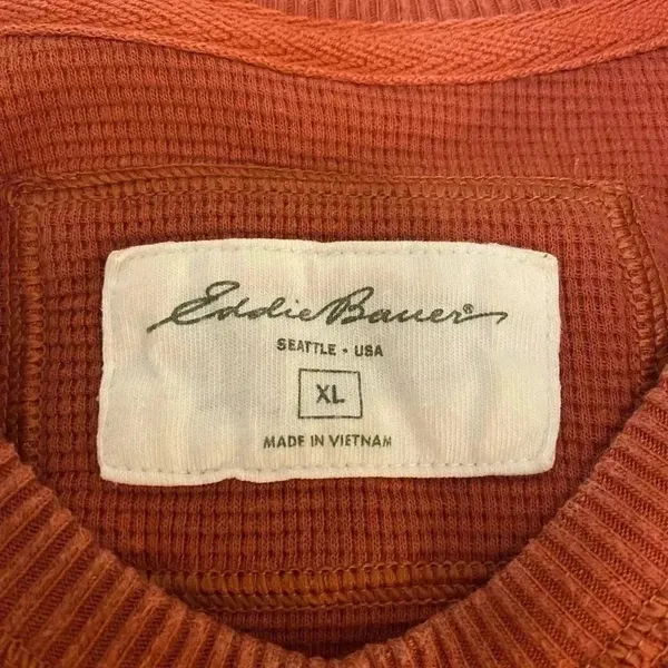Eddie Bauer Burnt Orange Waffle Knit Thermal Long‎ Sleeve Shirt XL - Image 9