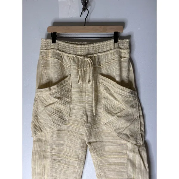 Free People Sweet Escape Pull On Pants yellow drawstring elastic waist small NWT - Image 3
