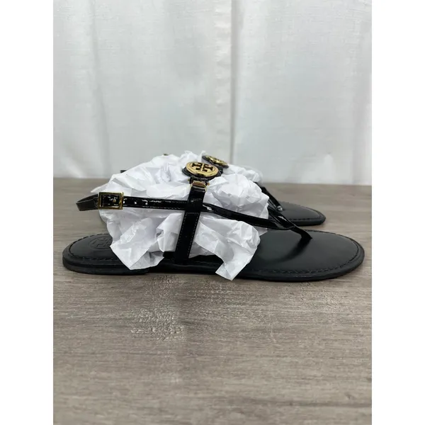 Tory Burch Black Patent Leather Ali Thong Sandal Sz.10 - Image 10
