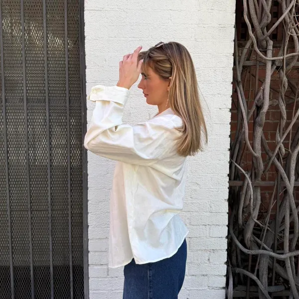 Target Vintage White Stag cream button up blouse with floral embroidery fits sz s-L - Image 3