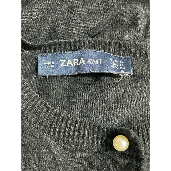 Zara Women's Black Long Sleeve Button Down Crew Neck Cardigan Sweater Top Sz S - Image 5