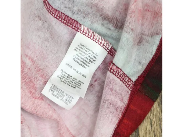 NWT DKNY Print Logo Embossed T-Shirt P5EHXWNA June Brush Stroke Red Multi S - Image 9