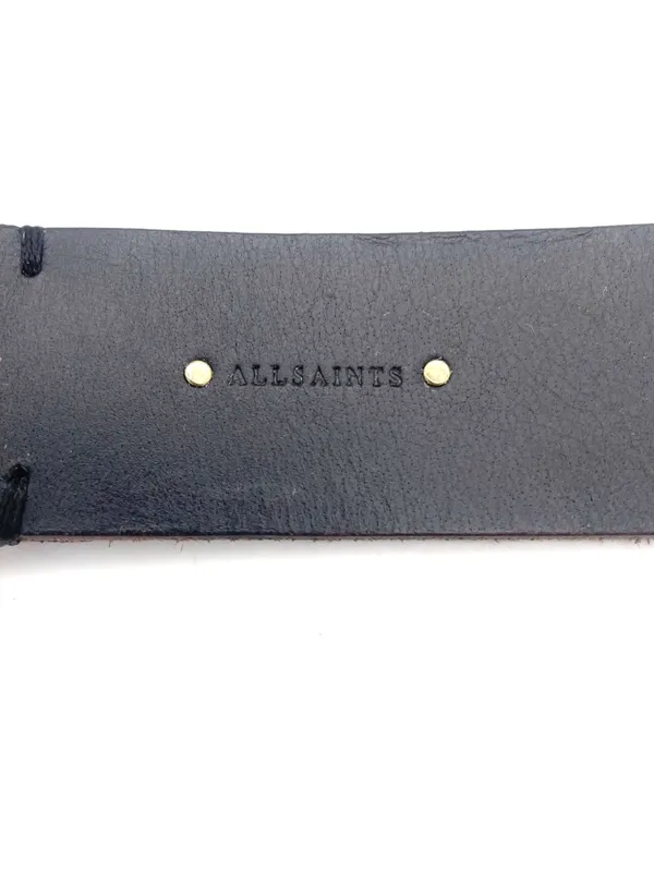 AllSaints Women’s Size S Black Genuine Leather Wide Waist Belt Gold Buckle - Image 9