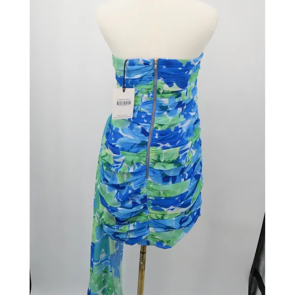 Runaway The Label Zayla‎ Mini Dress Blue Floral Strapless Ruched XXL NEW - Image 5