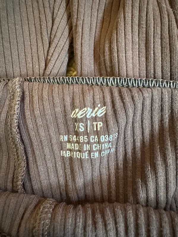 Aerie Ribbed Ruffled Brown Pants - Image 2