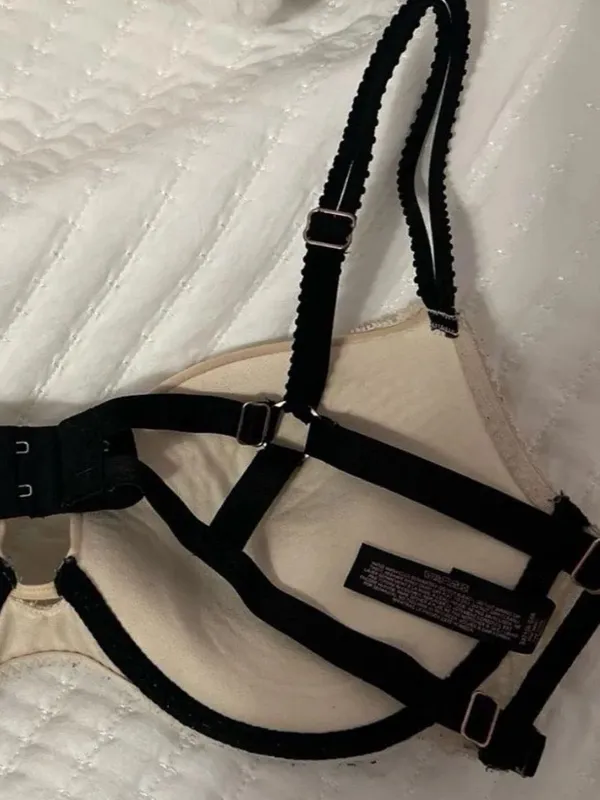 New Very Sexy Victoria's Secret Beige Lace Push-Up Bra with Black Straps 34D - Image 5
