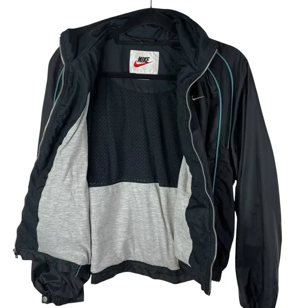 Vintage Nike Women's M Full Zip-Embroidered Swoosh Nylon Windbreaker 90's Jacket - Image 2
