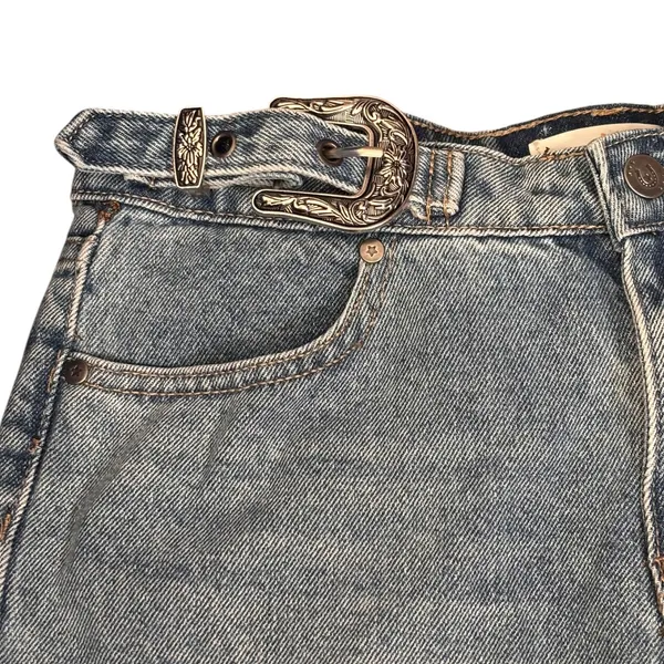 Austin Landing Denim Shorts Cutoff Frayed Western Filigree Buckle Boho Festival - Image 5