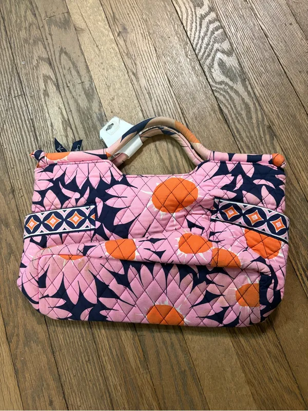 Vera Bradley Pink, Navy & Orange Quilted Floral Tote - Image 2