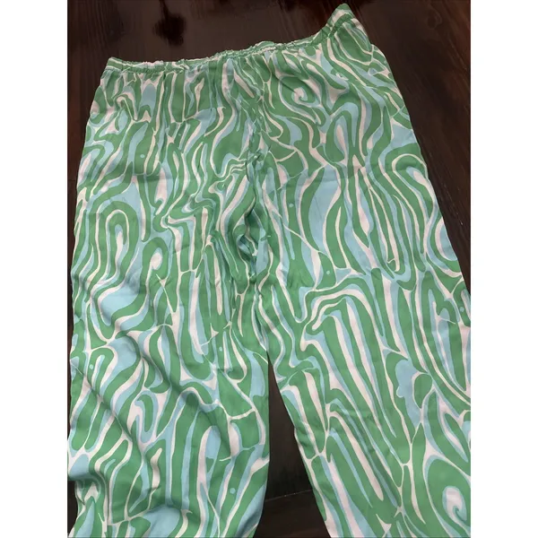 Lilly Pulitzer Cambridge Pullon Palazzo Pants Finders Keepers Blue Green Xl - Image 9