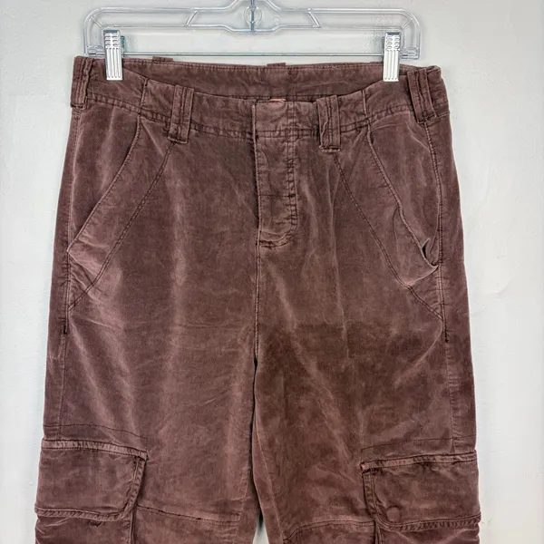 Free People Hard Crushin' Plush Cargo Pants Chocolate Merlot Utility Gorpcore 6 - Image 4