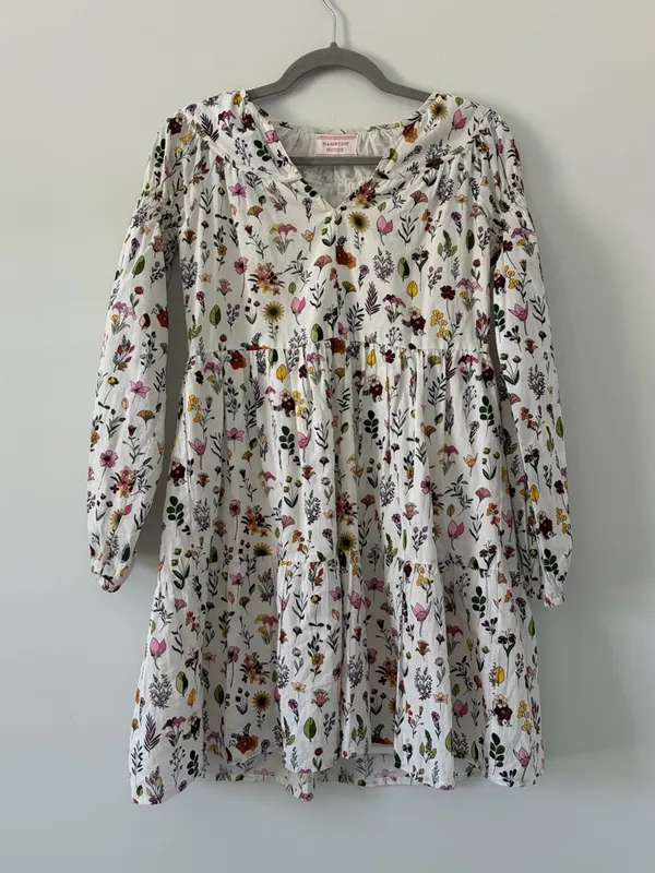 Tuckernuck Hampton House Ivory Floral Botanical Long Sleeve Boho Mini Dress XS - Image 2