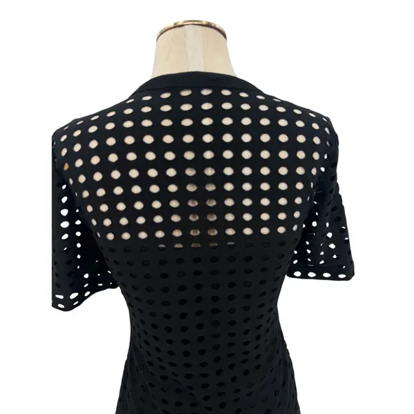 T by Alexander Wang Perforated Cutout Short Sleeve Crew Neck Top Black Size S - Image 7