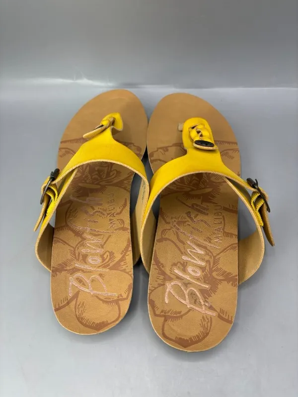 Blowfish Malibu Flip Flop Sandals Womens 8 Yellow Flat Heel Thong Casual Slip On - Image 6