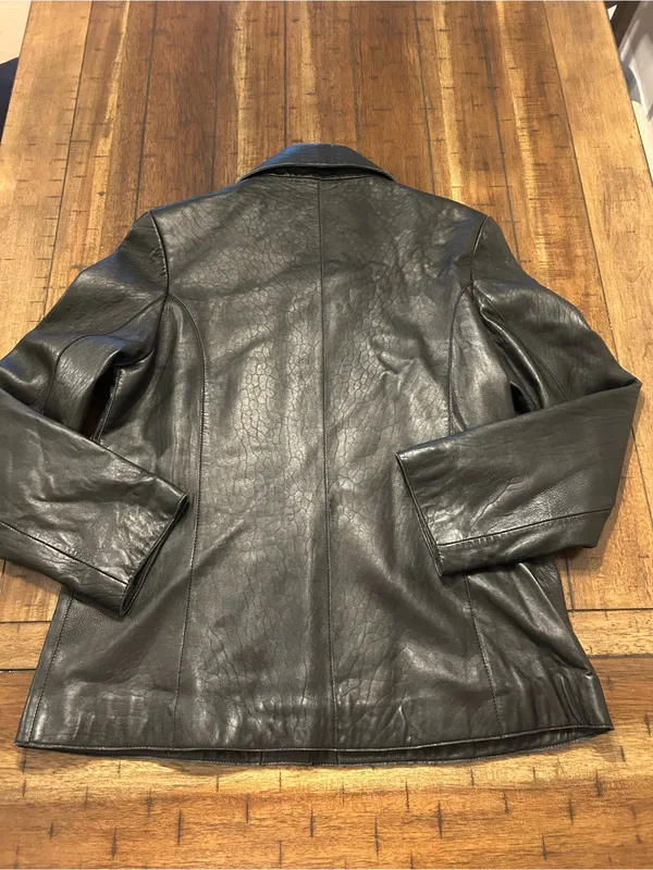 Tuskany Womens XXL Genuine Leather Blazer Jacket Black Y2K Fitted - Image 4