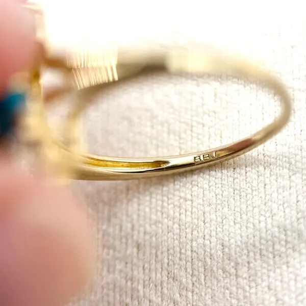 Sleeping Beauty Turquoise White Sky Blue Topaz 18k Yellow Gold Over Silver Ring - Image 10