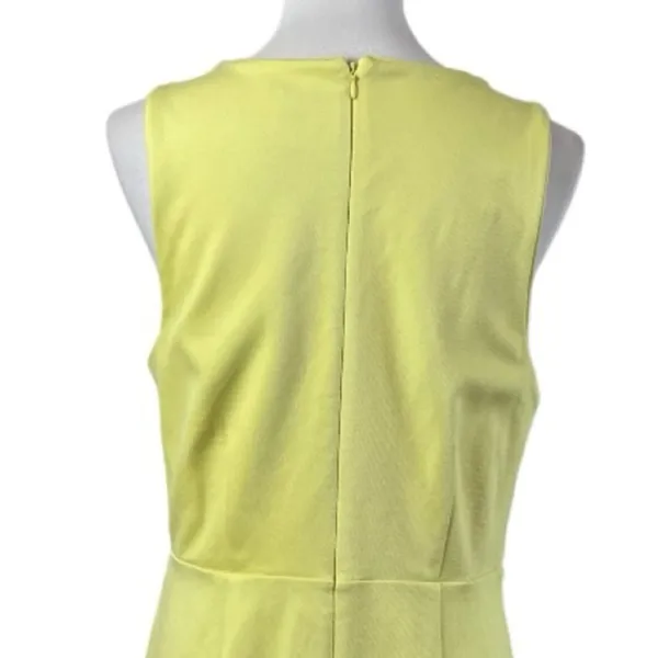 Ann Taylor Sheath Dress Flounce Hem Sleeveless Yellow Pique Knit Women’s Size 12 - Image 10