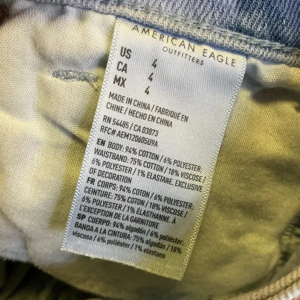 American Eagle Mom Shorts High Rise Bleached Distressed Cut Off Denim Shorts - Image 4
