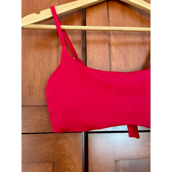 Quince Italian Scoop Neck Bikini Swim Top Cherry Red Size Small NEW - Image 3