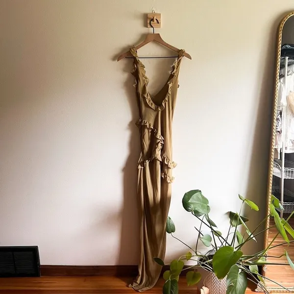 House of CB Pixie Olive Ruffle Maxi Dress Size XS - Image 9
