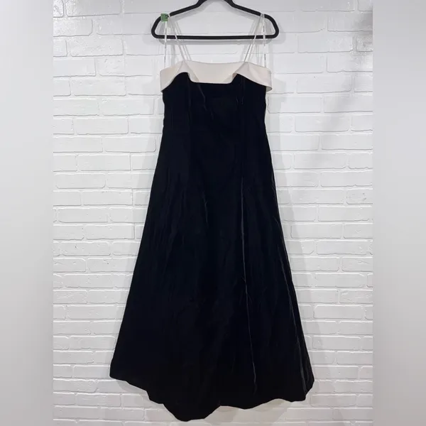 Y2K Night Way Collections Vintage White and Black Velvet Dress w/Tulle 90s 2000s - Image 6