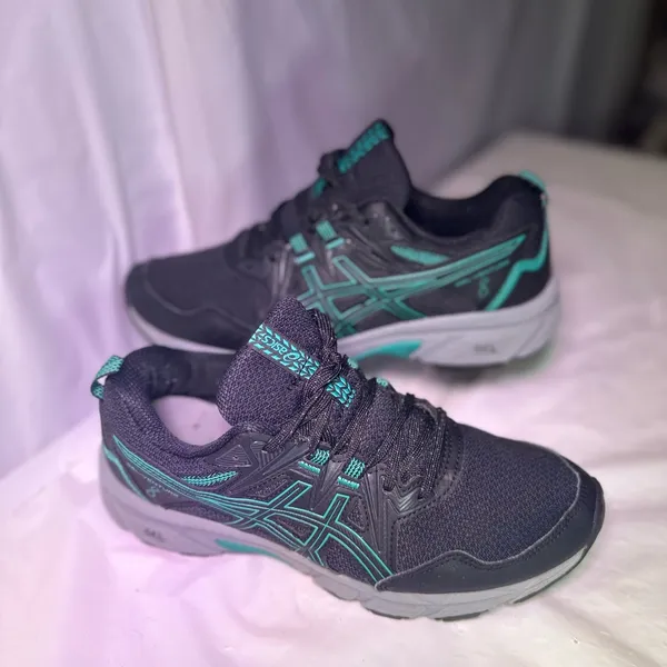 ASICS Gel-Venture 8 Black and Turquoise Trail Shoes - Image 3