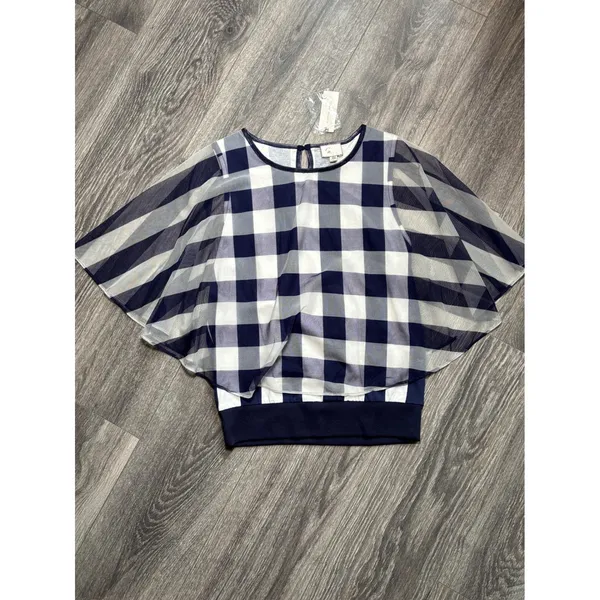 Anthropologie Postage Stamp Blue Gingham Elsie Blouse - size Small New - Image 4