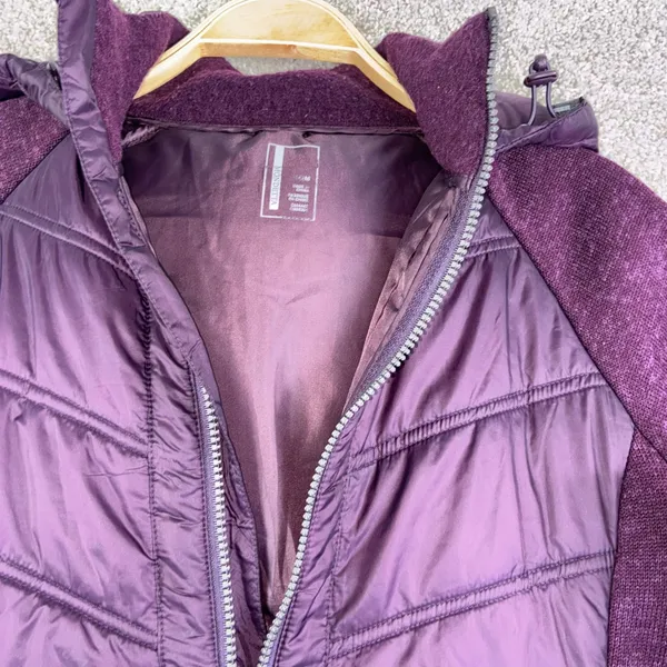 Mondetta‎ Womens M Purple Quilted Fleece Lined Full Zip Hooded Jacket Athletic - Image 4